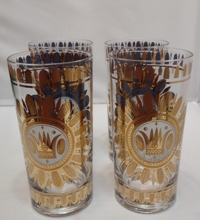 1960s george briard hawaiian crown pattern highball glasses set of 4 2950