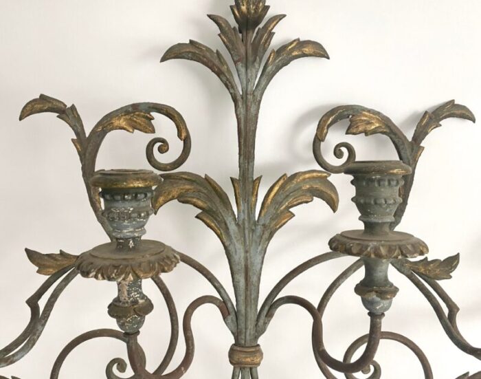 1960s italian hand painted candelabra wall sconce 1215