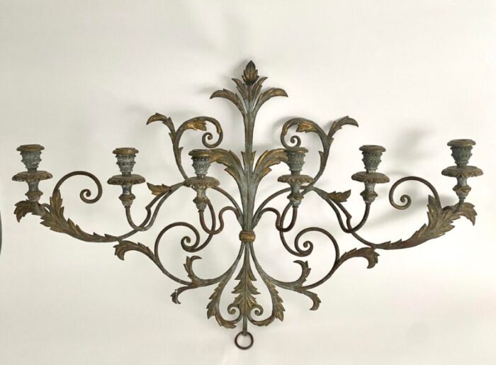 1960s italian hand painted candelabra wall sconce 1258