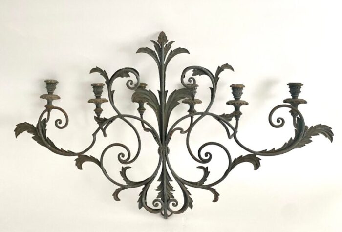 1960s italian hand painted candelabra wall sconce 1505