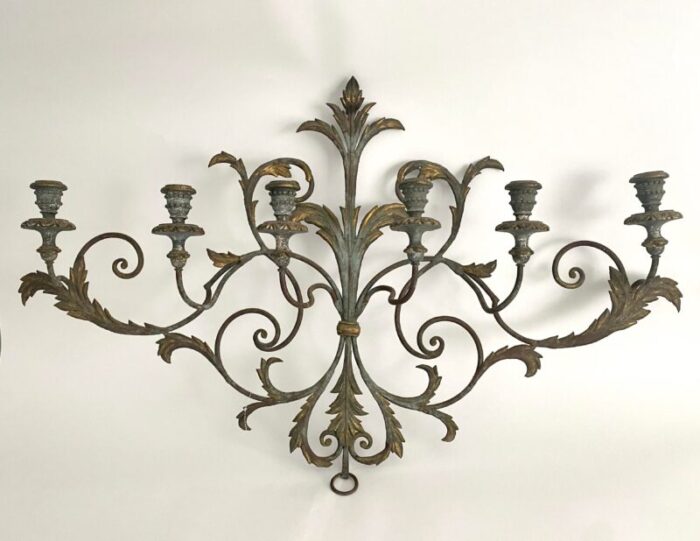 1960s italian hand painted candelabra wall sconce 6232