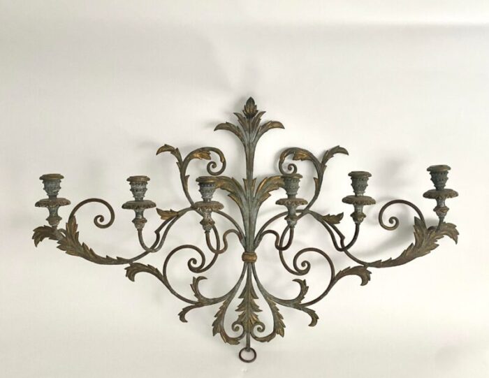 1960s italian hand painted candelabra wall sconce 9516