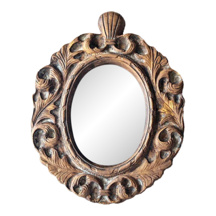 1960s jaru of california ceramic baroque mirror with dark tint 8189