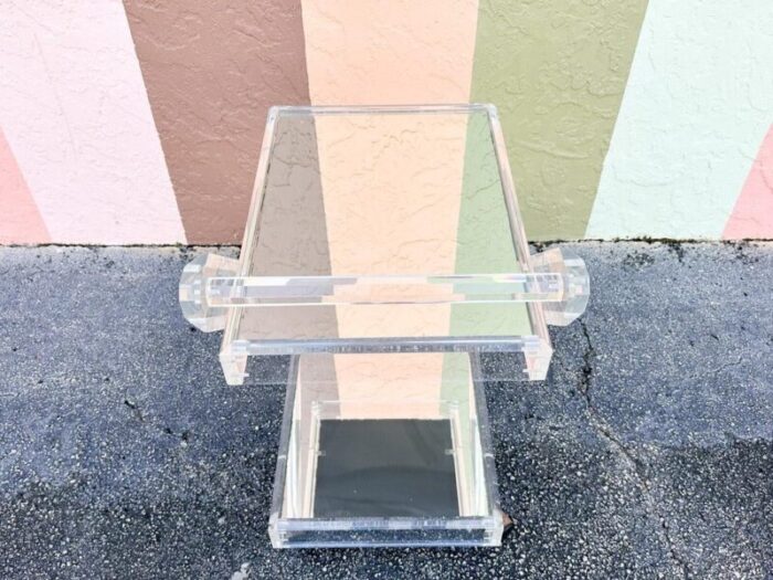 1960s mid century modern mirrored lucite bar cart 1327