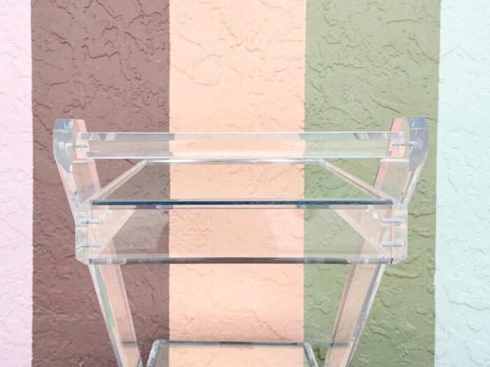 1960s mid century modern mirrored lucite bar cart 5890