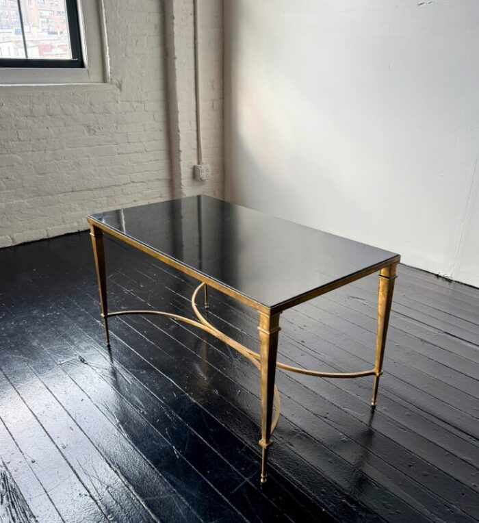 1960s mid century neo classical style brass side table with stone top 1037