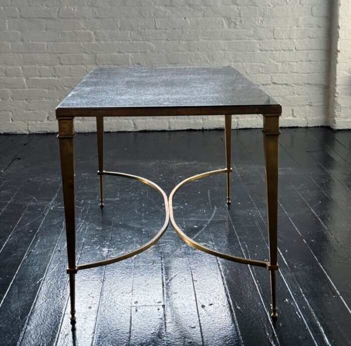 1960s mid century neo classical style brass side table with stone top 1886