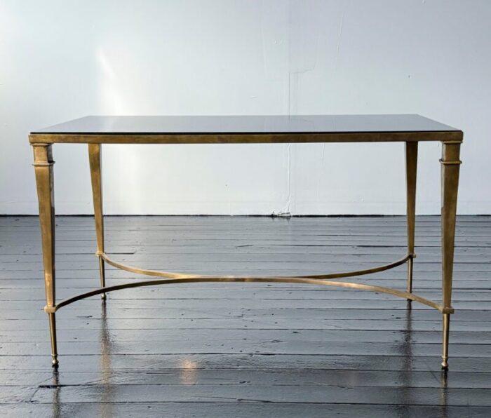 1960s mid century neo classical style brass side table with stone top 3912