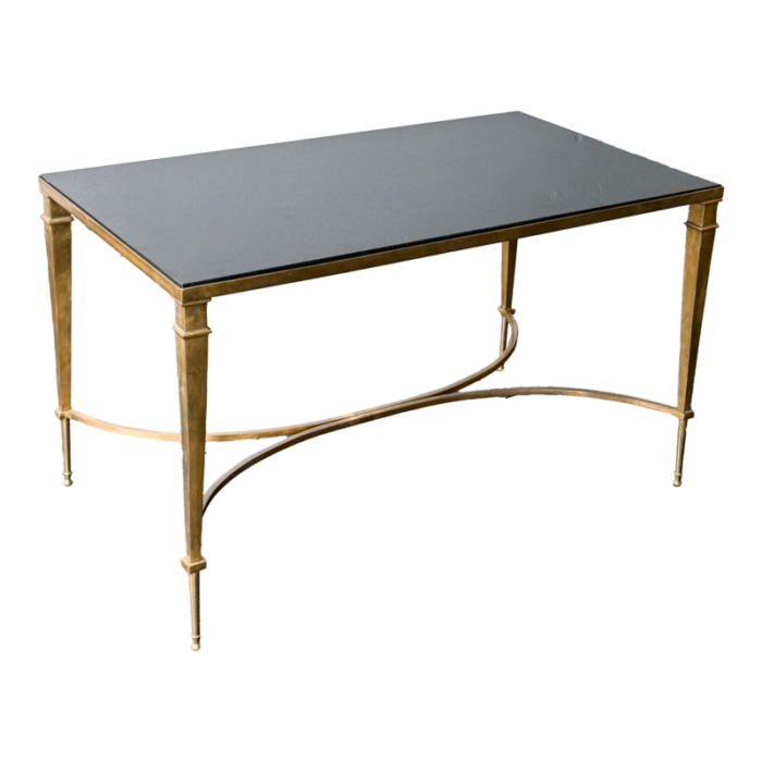 1960s mid century neo classical style brass side table with stone top 4492