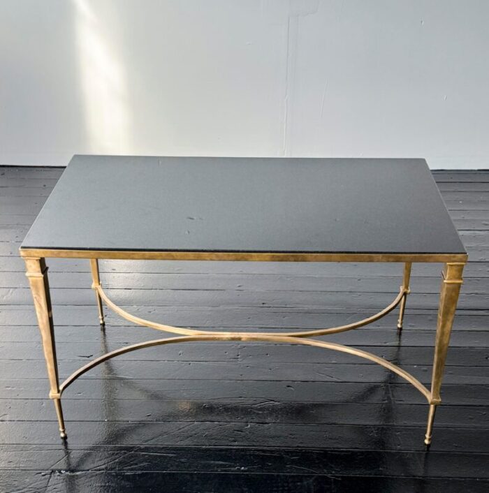 1960s mid century neo classical style brass side table with stone top 4991