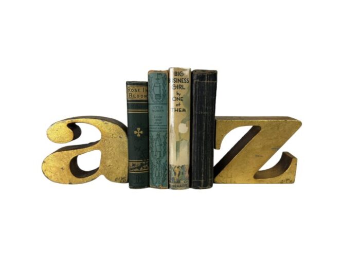 1960s signed curtis jere a to z gold bookends a pair 2847