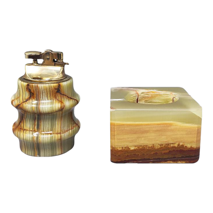 1960s smoking set in onyx made in italy 2 pieces 3214