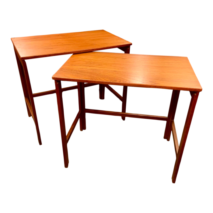 1960s solid teak nesting tables by peter hvidt and orla molgaard nielsen for france and daverkosen set of 2 4071