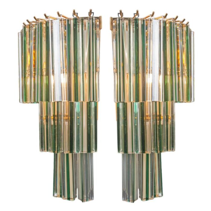 1960s venini green and amber sconces a pair 3191