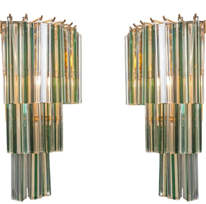 1960s venini green and amber sconces a pair 9540