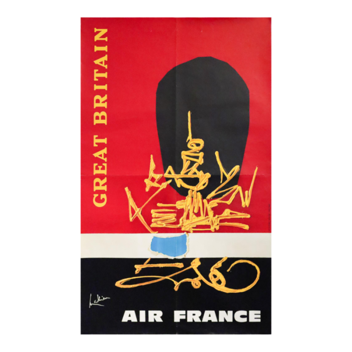 1968 original air france travel poster great britain mathieu 1712