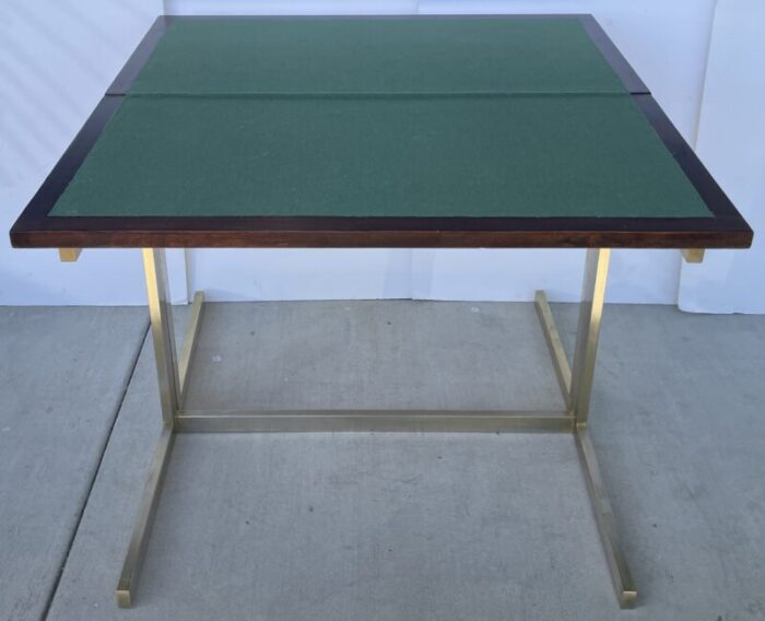 1970s burlwood and gold aluminum game table 2921