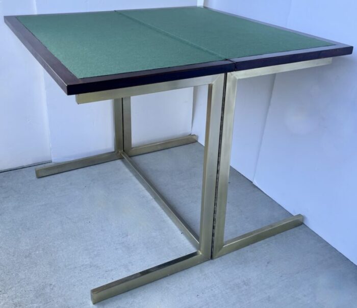 1970s burlwood and gold aluminum game table 6784