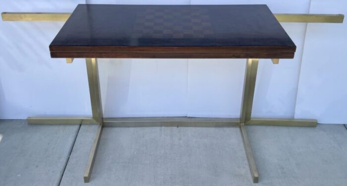 1970s burlwood and gold aluminum game table 8007