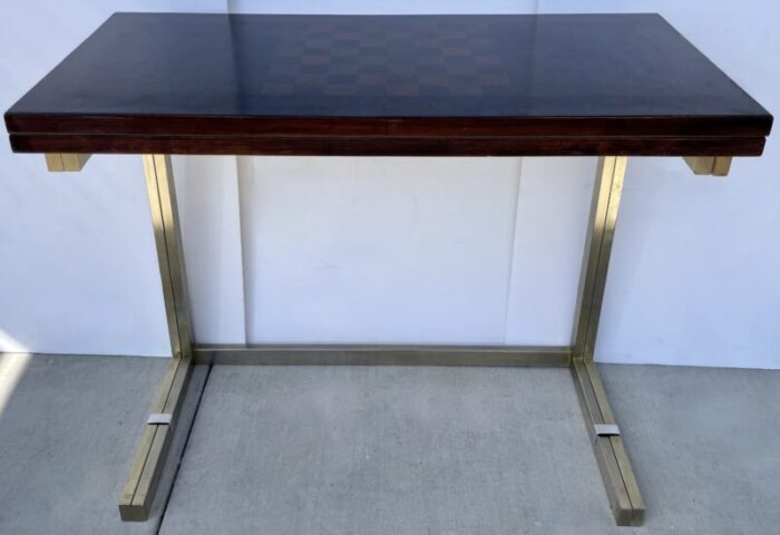 1970s burlwood and gold aluminum game table 8435