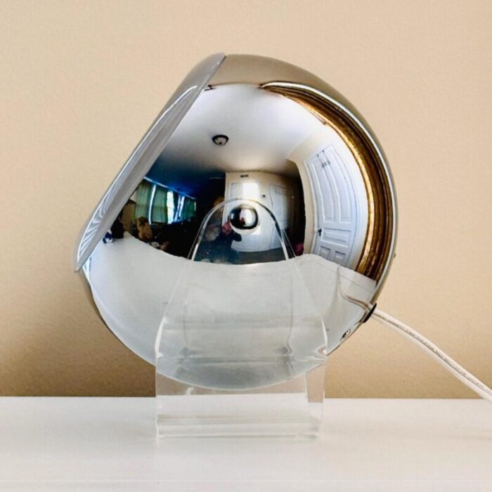 1970s chrome and lucite eyeball mirror by robert sonneman 2591