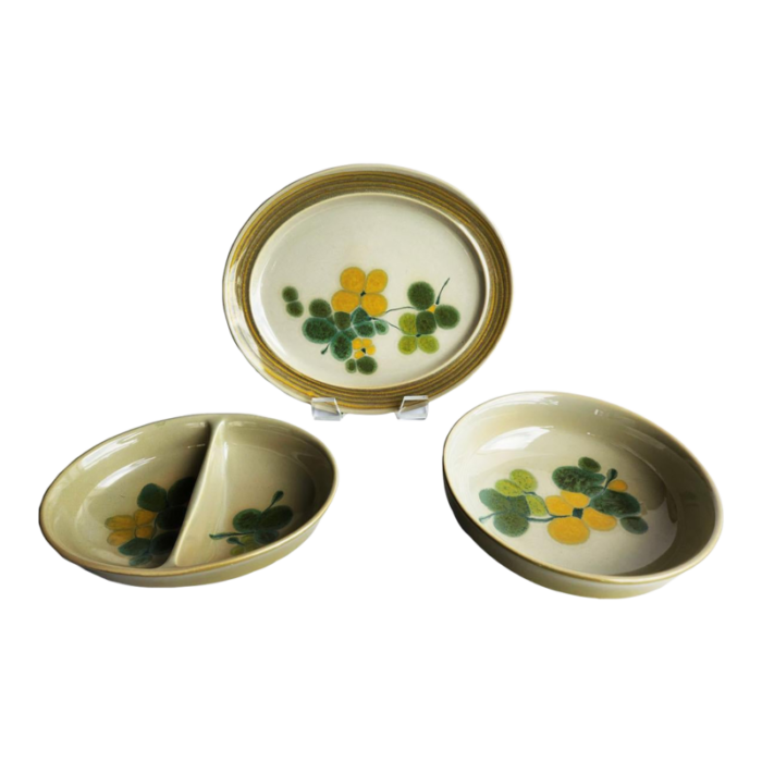 1970s franciscan earthenware serving set in pebble beach pattern 3 pieces 5976