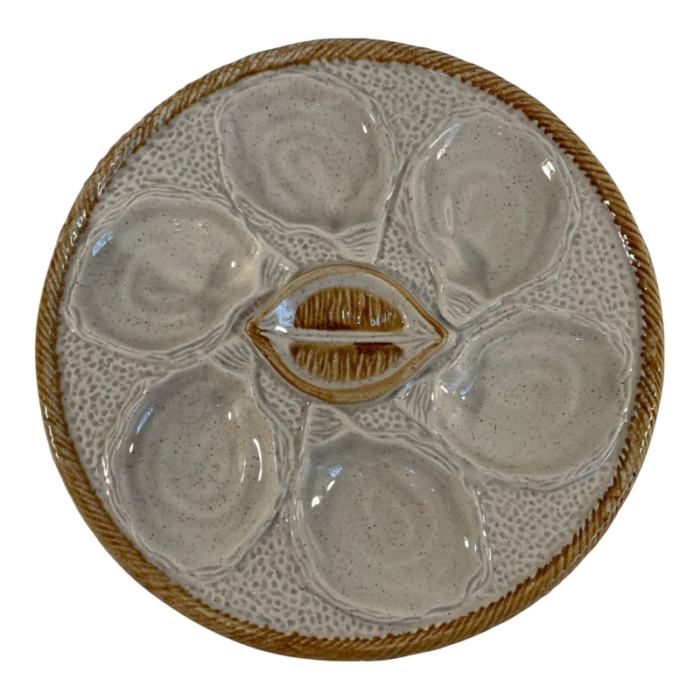 1970s french majolica oyster plate by saint clement 5542