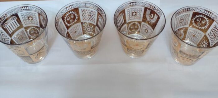 1970s georges briard designed celestial golden sun low ball glasses set of 4 4770