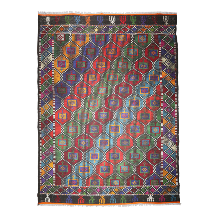 1970s handwoven turkish nomadic cicim kilim for floor 57 x 7 10 9419