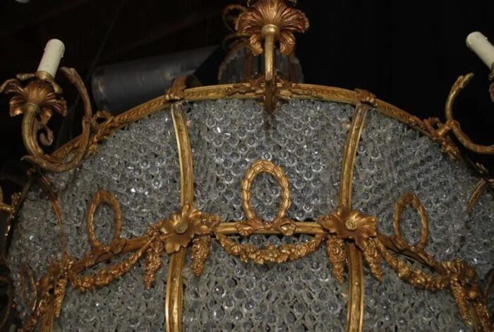 1970s large french brass chandelier 7085