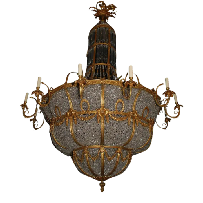 1970s large french brass chandelier 7490