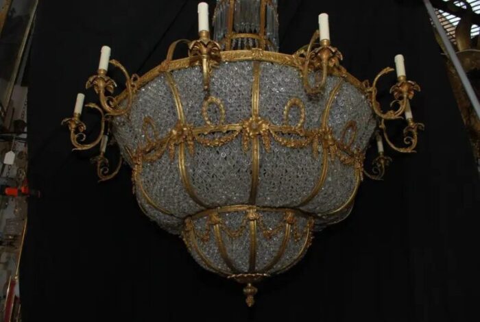 1970s large french brass chandelier 9933