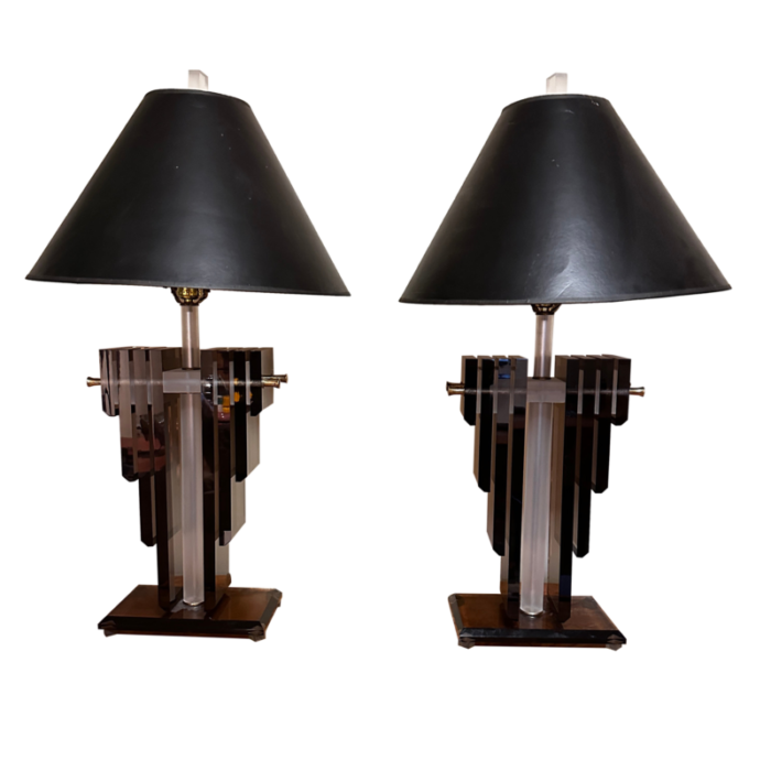 1970s lucite table lamps in the manner of karl springer 6366