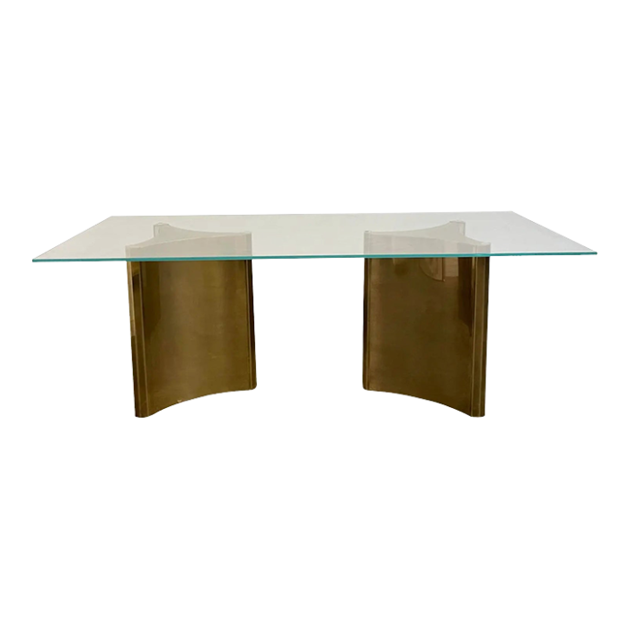 1970s mastercraft brass and glass dining table 1318