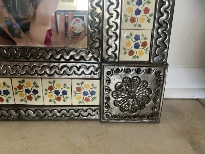 1970s mexican tin framed mirror 0619