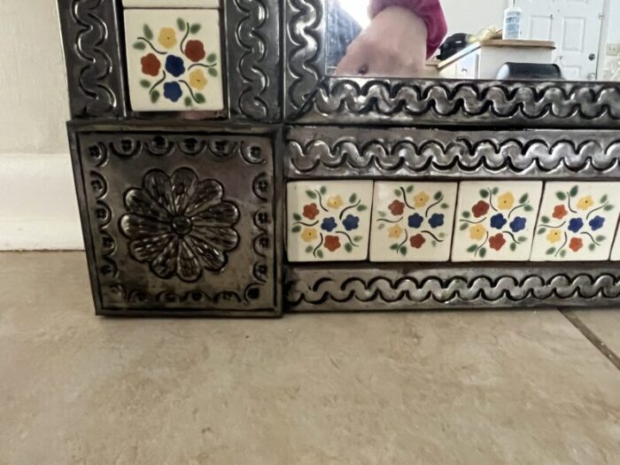 1970s mexican tin framed mirror 8985