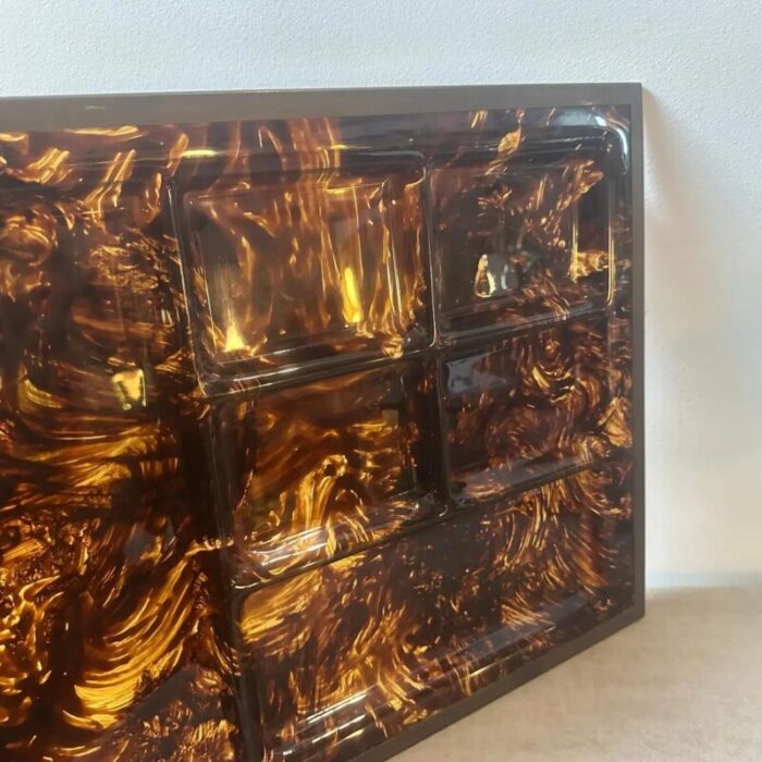 1970s mid century modern fake tortoiseshell lucite and brass appetizer tray 4443