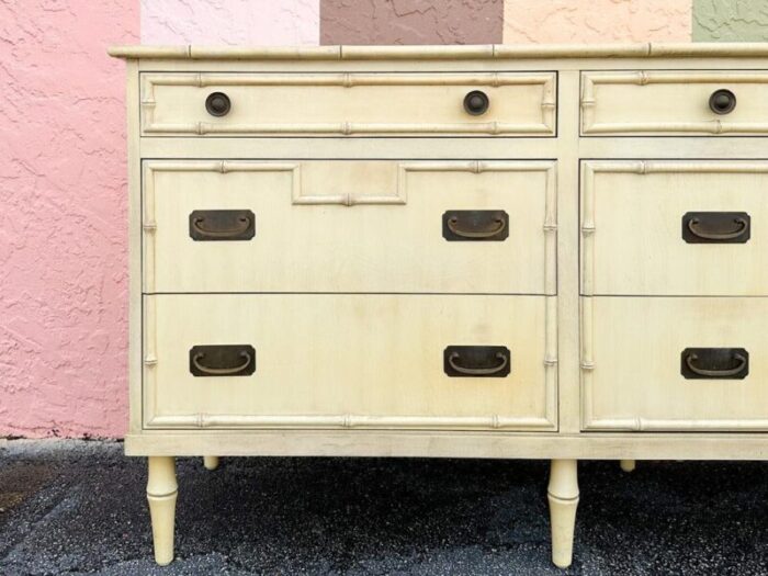 1970s palm beach regency faux bamboo dresser 0406