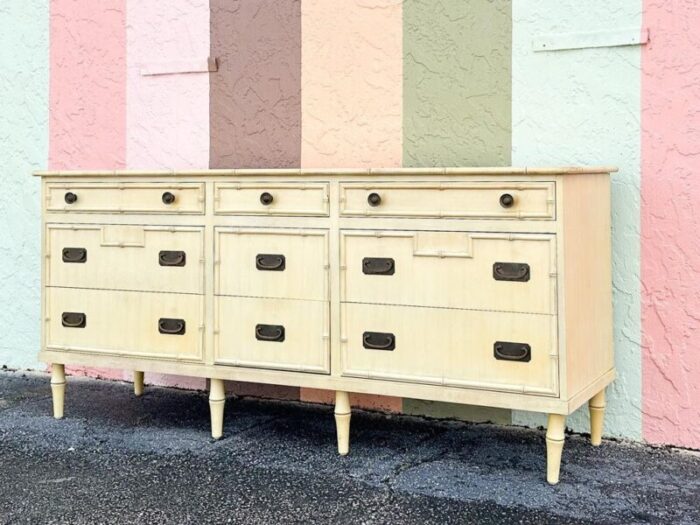 1970s palm beach regency faux bamboo dresser 2735