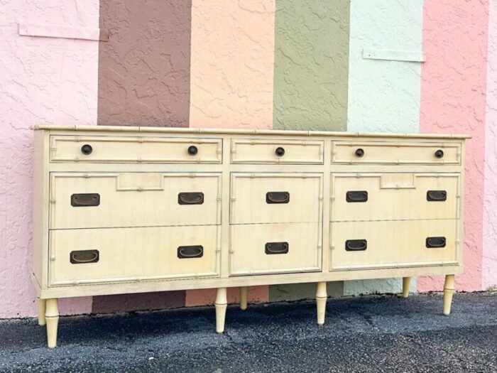 1970s palm beach regency faux bamboo dresser 6998