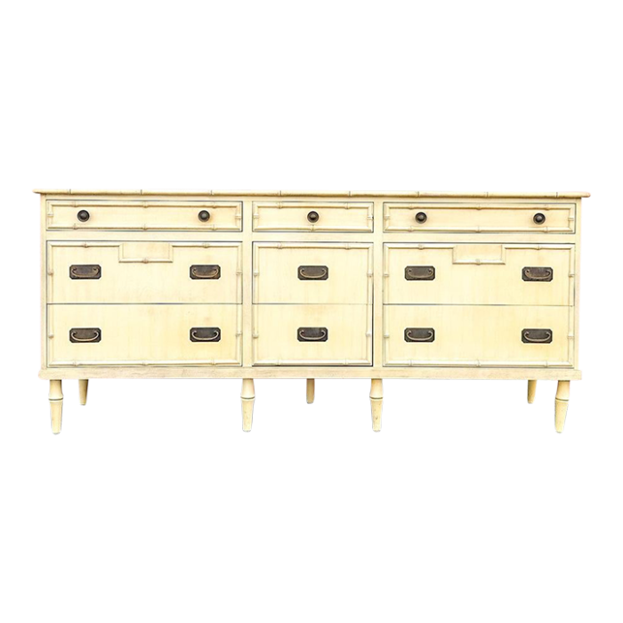 1970s palm beach regency faux bamboo dresser 8681