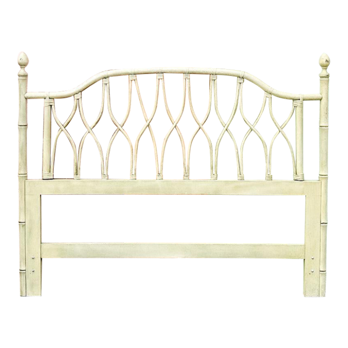 1970s palm beach regency ficks reed queen rattan headboard 6054