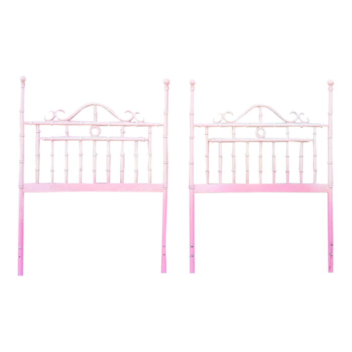 1970s palm beach regency pretty pink twin headboards a pair 0199