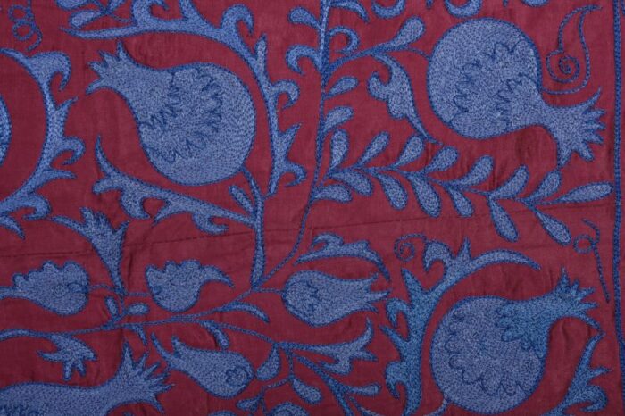 1970s red suzani textile art from uzbekistan 31 x 63 5315