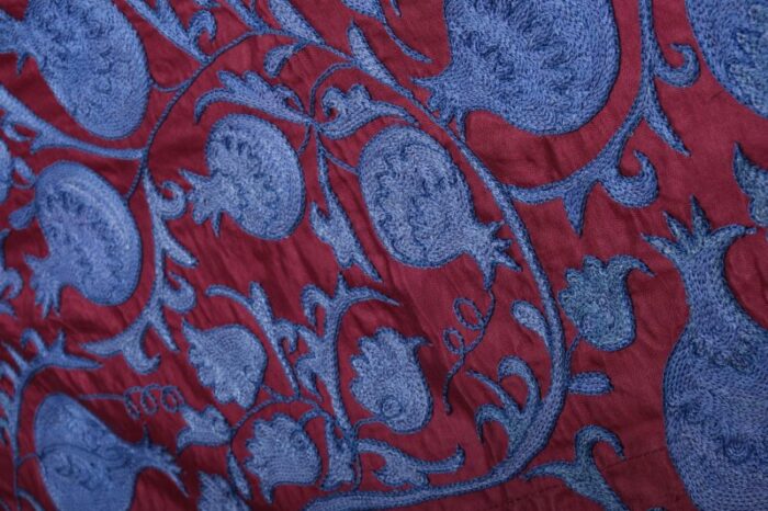 1970s red suzani textile art from uzbekistan 31 x 63 8262