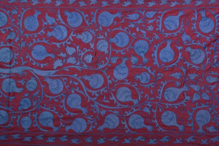 1970s red suzani textile art from uzbekistan 31 x 63 9420