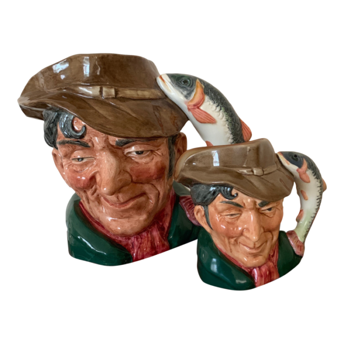 1970s royal doulton the poacher fish handle d6429 d6464 large and small graduated character jugs 2121