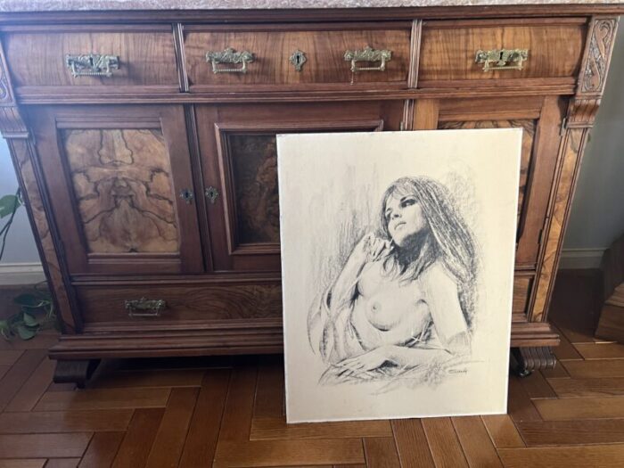 1971 nude female print of an original charcoal donald art co new york 9684