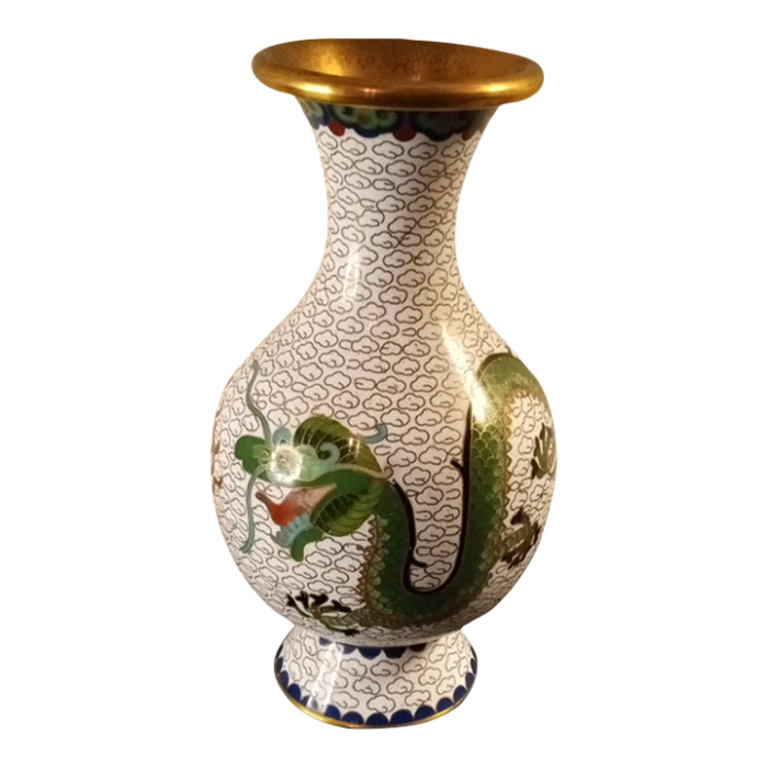 1980s brass cloisonne dragon motif vase 2461