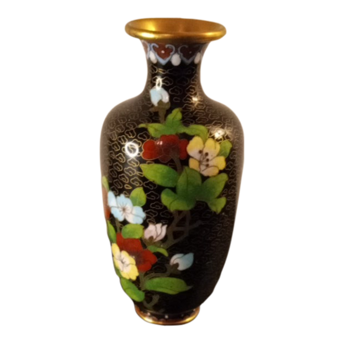 1980s brass cloisonne floral motif vase 5437